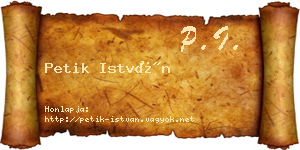 Petik István névjegykártya